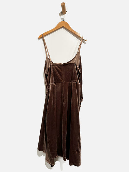 Lulus Living it Luxe Taupe Velvet Tulip Mini Dress - Medium