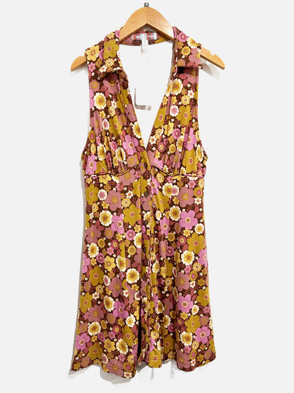 Urban Outfitters Retro Flower Button Down Mini Dress - Medium