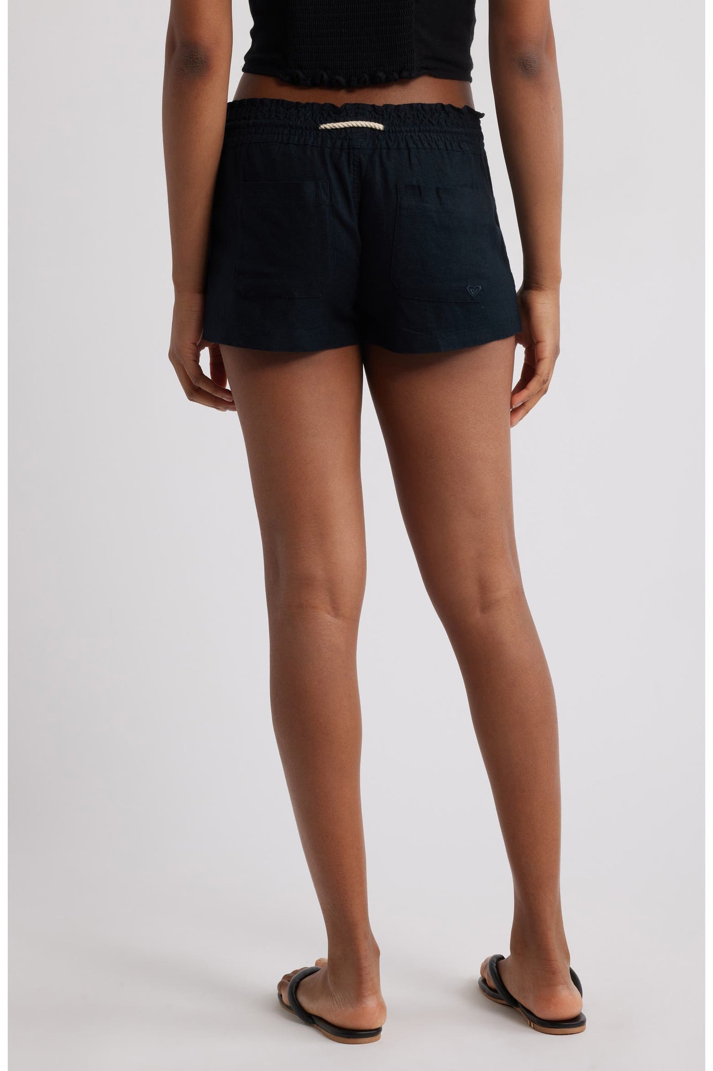 Roxy Oceanside Linen Beach Short in Black - Medium