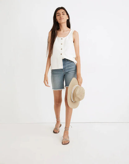 Madewell Ottoman Jacquard Button-Front Tank - Medium