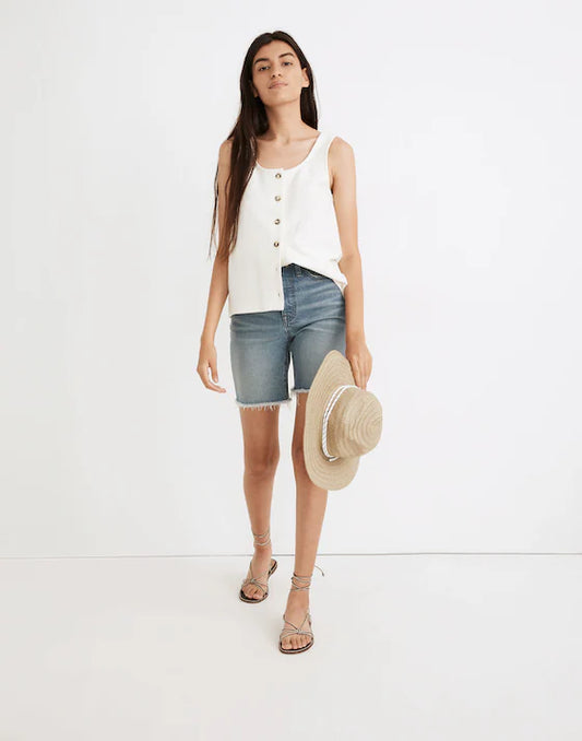 Madewell Ottoman Jacquard Button-Front Tank - Medium