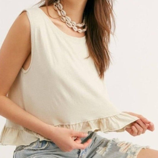 Free People Yellow Ruffle Tank - Small
