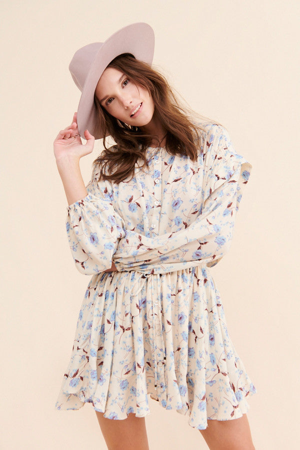 Free People Flower Fields Mini Dress in Ivory Combo - Small