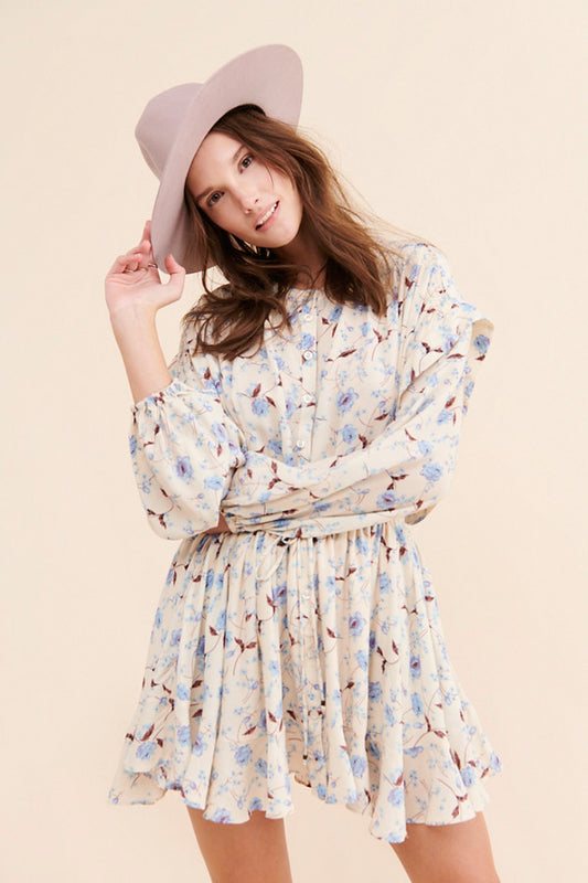 Free People Flower Fields Mini Dress in Ivory Combo - Small