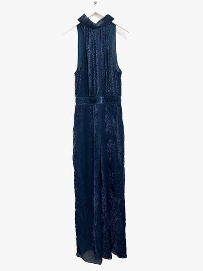 Anthropologie Elevenses Velvet Nora Jumpsuit in Navy - 0