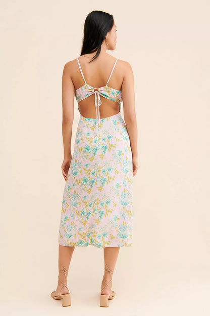 ASTR NWT Pink Floral Tie Midi Dress - Medium