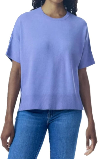 Splendid Boxy Short Sleeve Sweater Top in Periwinkle - Small