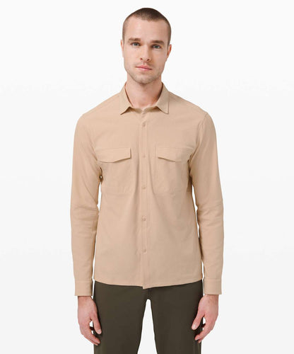 Lululemon Airing Easy Overshirt in Heathered Cafe Au Lait - XS
