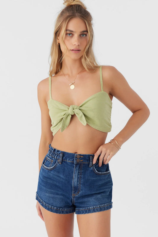 O’Neill Lea Tie-Front Crop Top in Winter Pear - XS