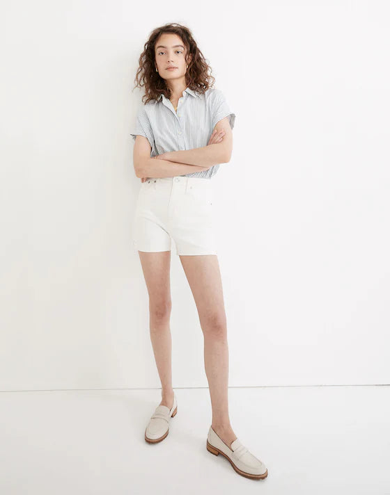 Madewell High-Rise Denim Shorts in Tile White - 27