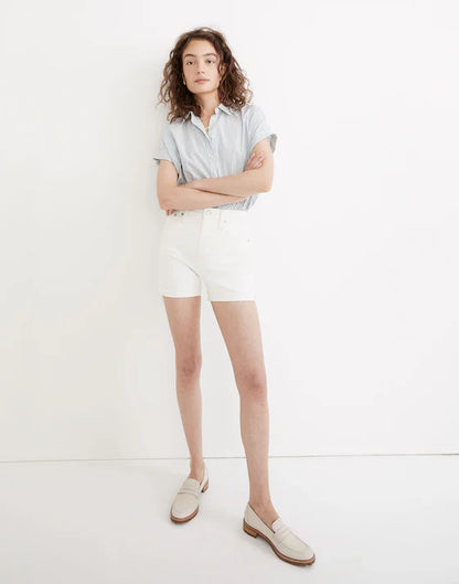 Madewell High-Rise Denim Shorts in Tile White - 27