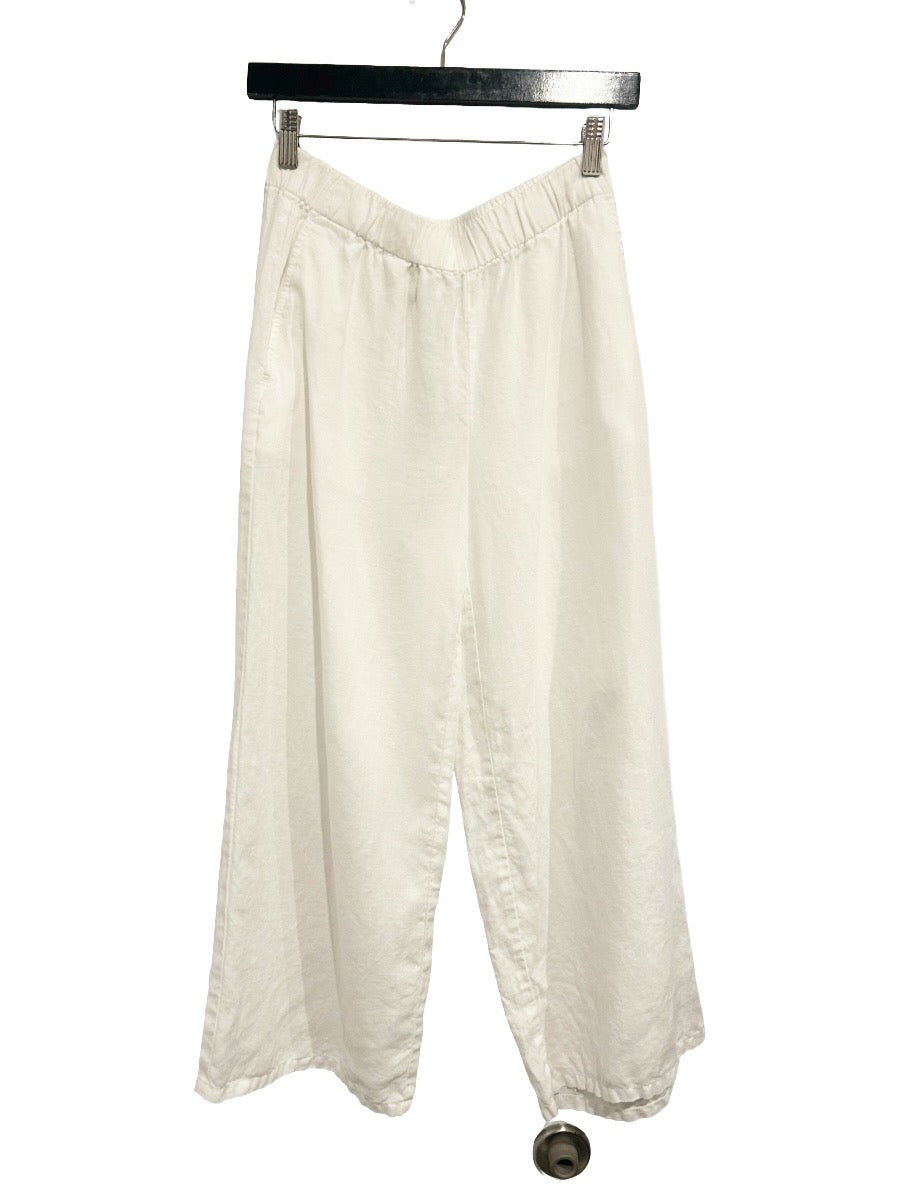 Eileen Fisher White Linen Wide Leg Pants - XS