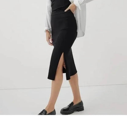 Pact Black Ribbed Midi Skirt - Small