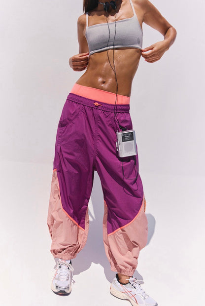 Free People Freeflow Pants in Deep Mulberry Combo - XS