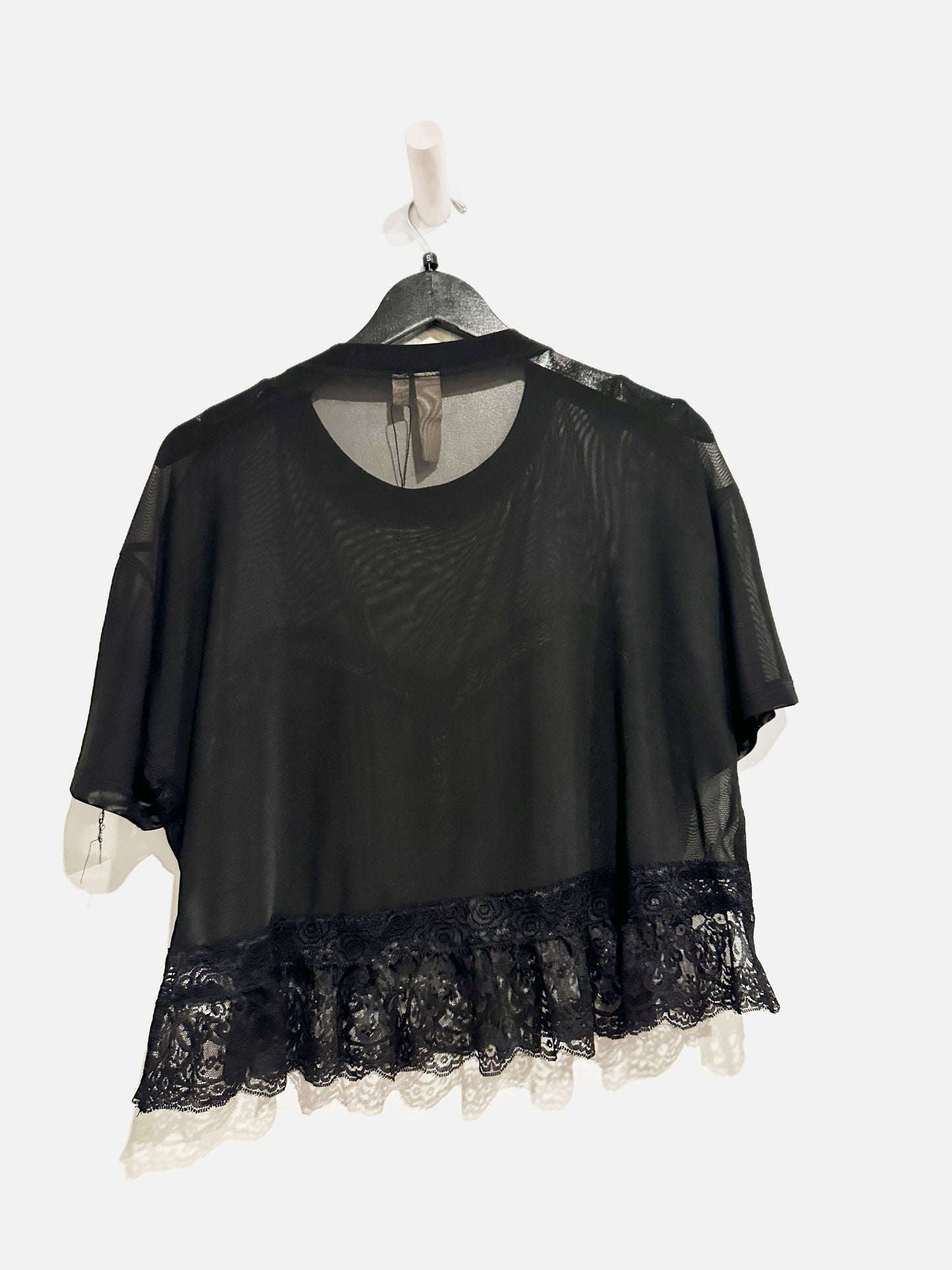 Anthropologie Dolan Black Short Sleeve Sheer Lace Top - Small
