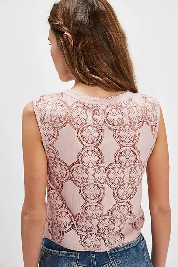 Free People Jae Knit Top in Pale Mauve - Medium