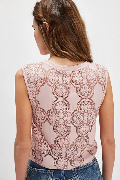 Free People Jae Knit Top in Pale Mauve - Medium