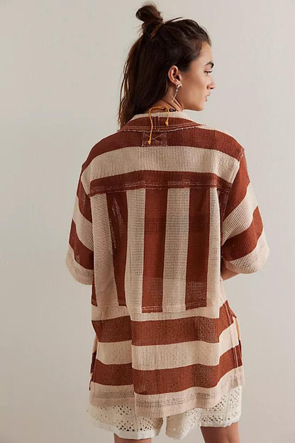 Free People Del Mar Cabana Shirt in Brown Combo - Small