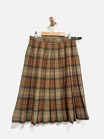 NN Vintage Brown Plaid Wool Skirt - Small