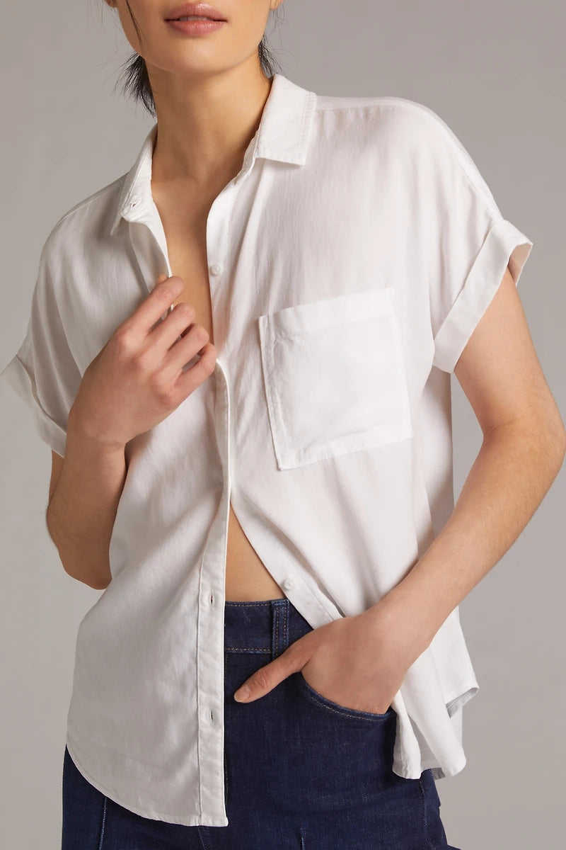 Cloth & Stone Breezy Buttondown Blouse in White - Small