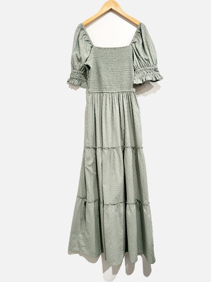 AND NOW THIS Green Swiss Dot Midi Dress - XS