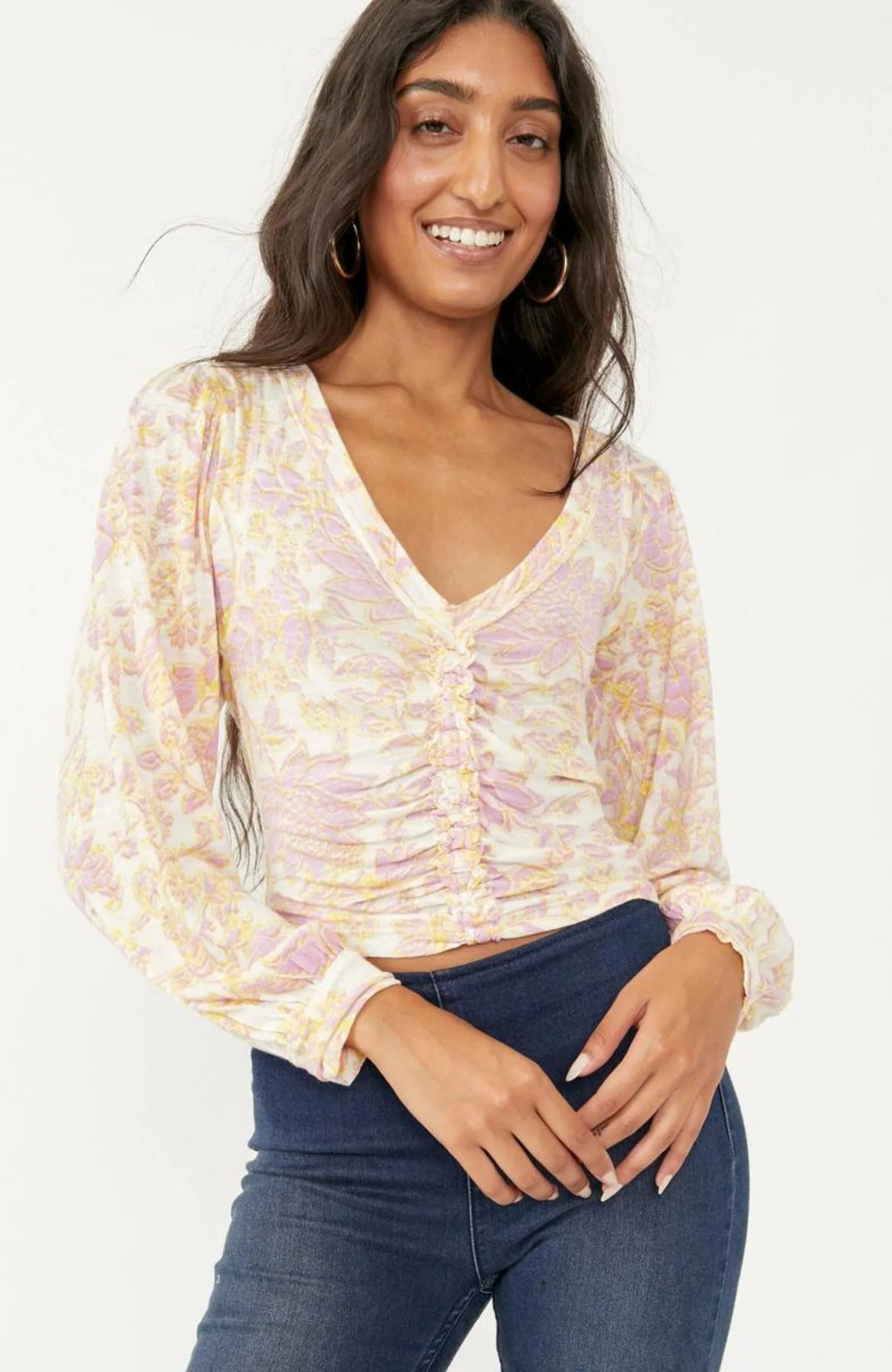 Free People NWT Say The Word Ruched Top in Champagne Dream - XS