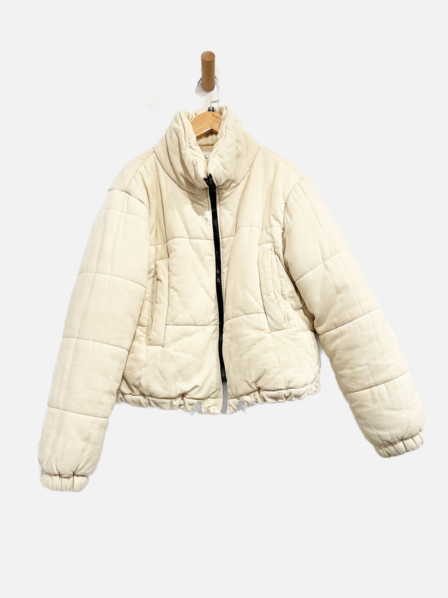 Polly Cream Corduroy Crop Puffer - 2