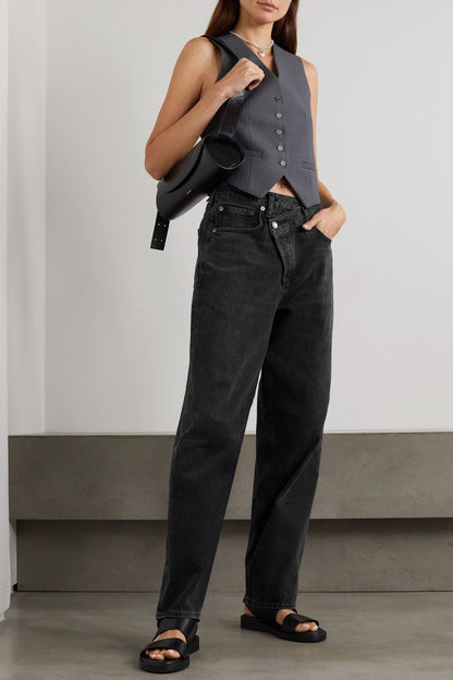 Agolde Black Criss Cross Straight Leg Jean - 23