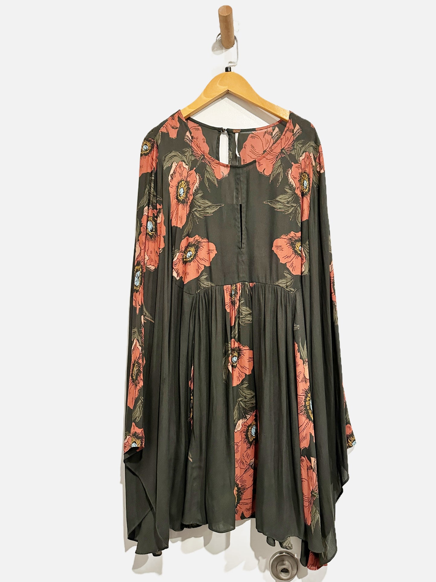 Free People Grey Floral Mini Dress - Large