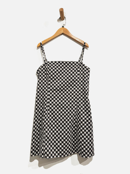 Abercrombie & Fitch Black and White Gingham Mini Dress - Medium