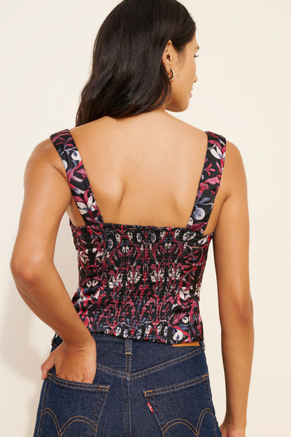 Free People Grace Corset Top in Black Combo - Medium
