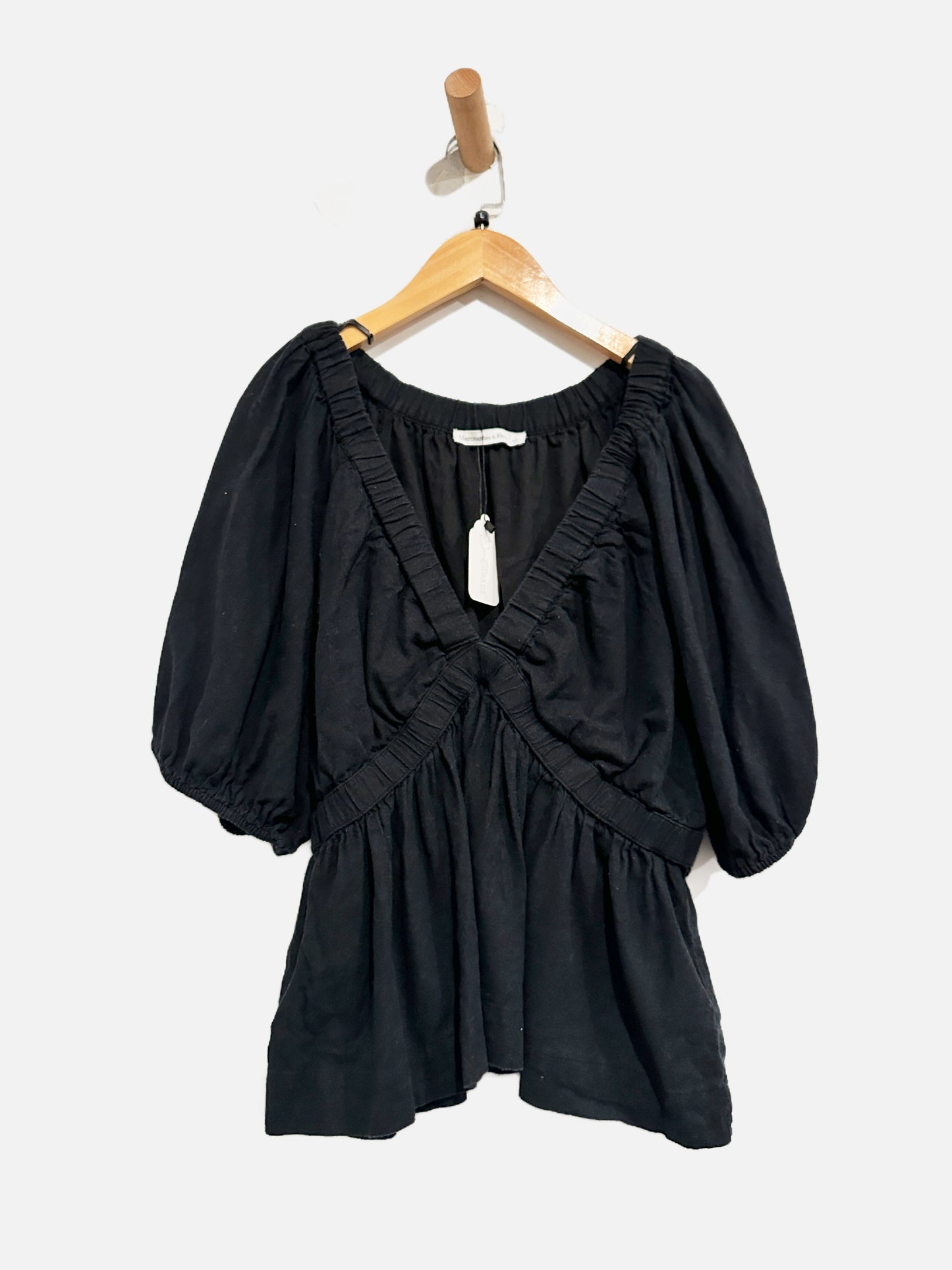 Abercrombie & Fitch SS Linen Blend Plunge Top - Large