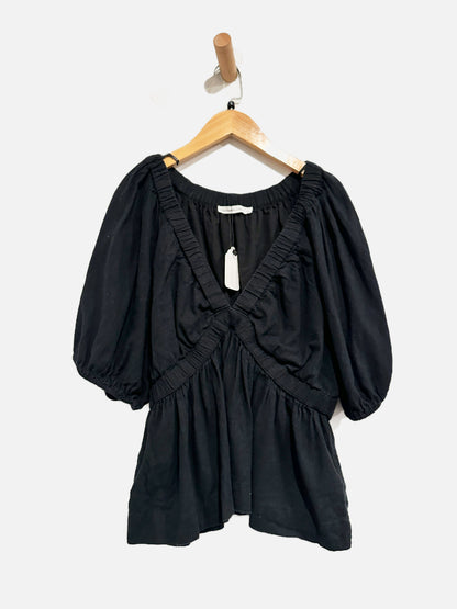 Abercrombie & Fitch SS Linen Blend Plunge Top - Large