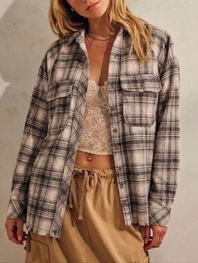 BDG Black & Cream Oversized Plaid Flannel - Medium