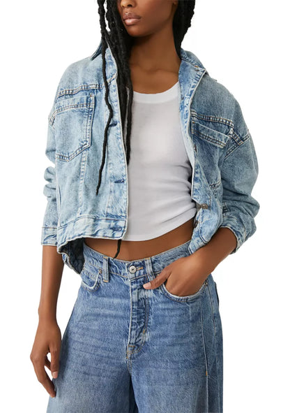 Free People Opal Swing Denim Jacket - Large