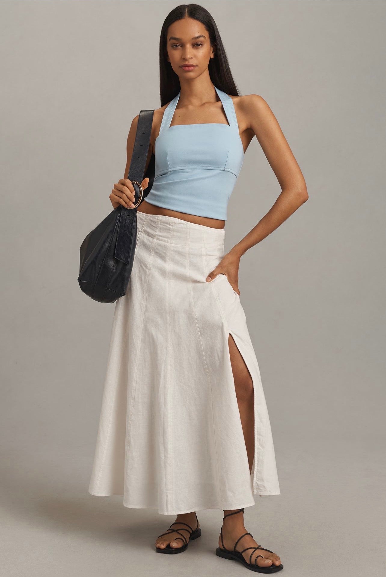 Anthropologie NWT Structured Halter Top in Sky - Large