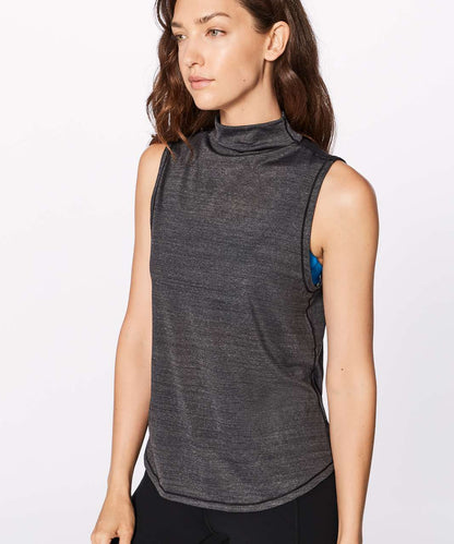 Lululemon Twist & Reach Mock Neck Tank in Heathered Black