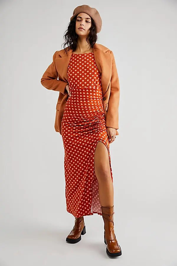 Free People Orange Heart Maxi Dress - Medium