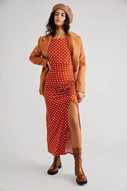 Free People Orange Heart Maxi Dress - Medium