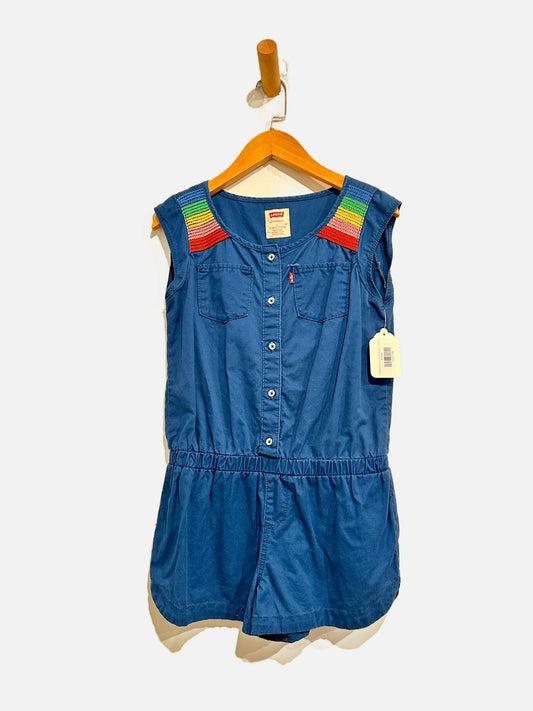 Levi’s Blue w/ Rainbow Stitching Romper - Large 12-13