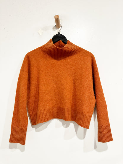 Free People Orange Mock Neck Cashmere Sweater - Large