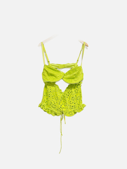 For Love & Lemons Lime Green Eyelet Bustier - XL