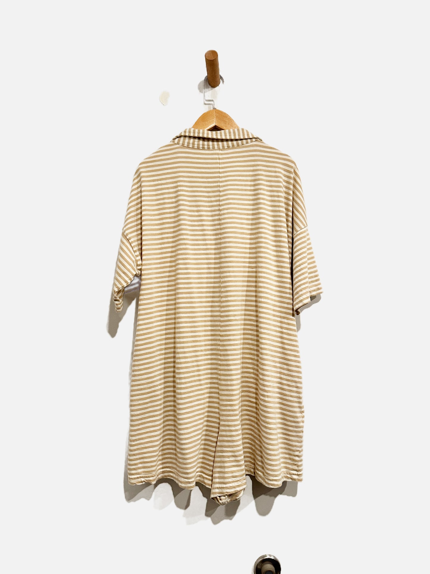 Rylee + Cru Tan And White Stripe Romper - Small