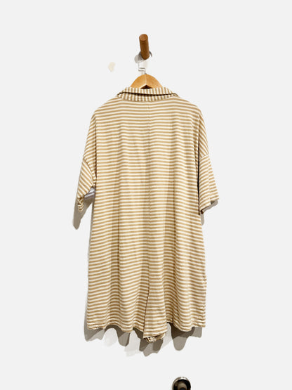 Rylee + Cru Tan And White Stripe Romper - Small