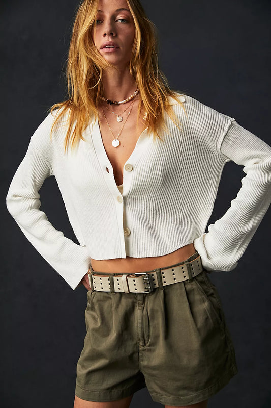 Free People Ella Sweater Shirt in Ivory - Small