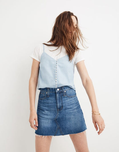 Madewell Rigid Denim A-Line Mini Skirt in Lakeline Wash - 25