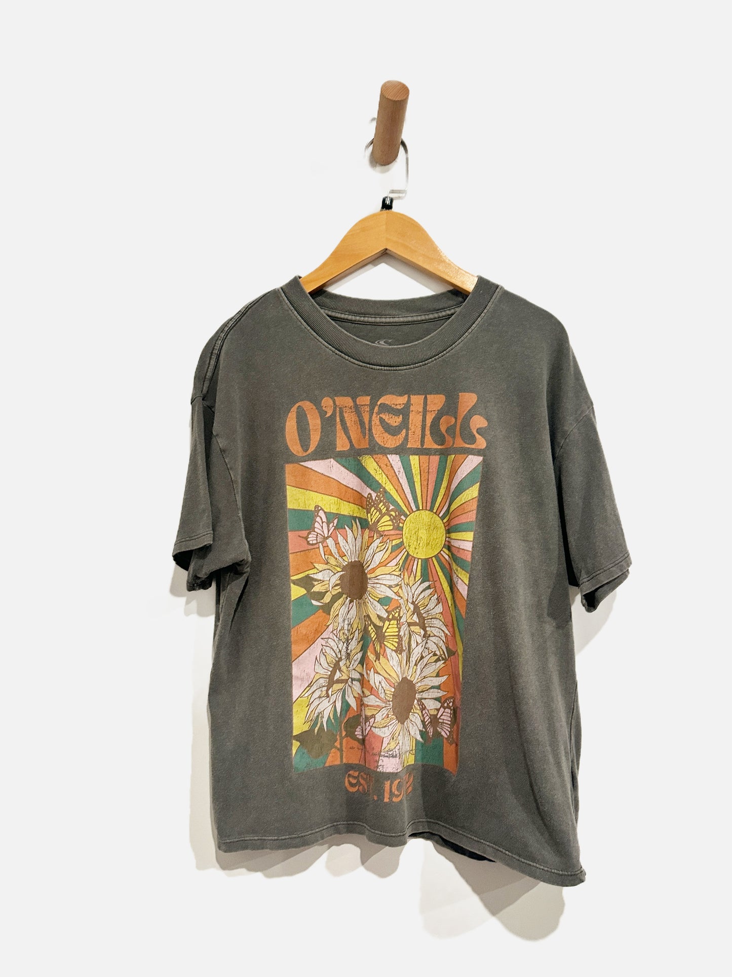 O’Neill Gray Floral Graphic Tee - Medium