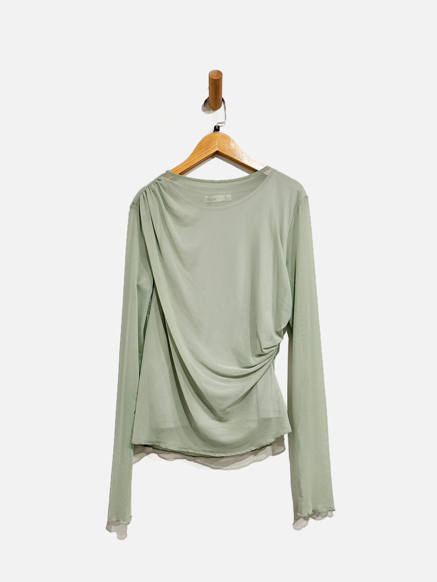 Elodie the Label Mesh Long Sleeve Ruched Top - Large