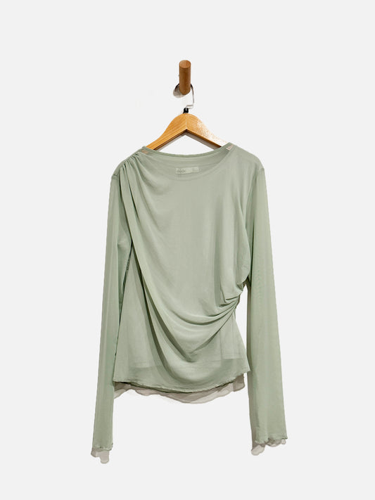 Elodie the Label Mesh Long Sleeve Ruched Top - Large