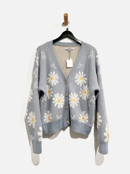 Celebrity Pink Blue Sunflower Eyelash Cardigan - XL